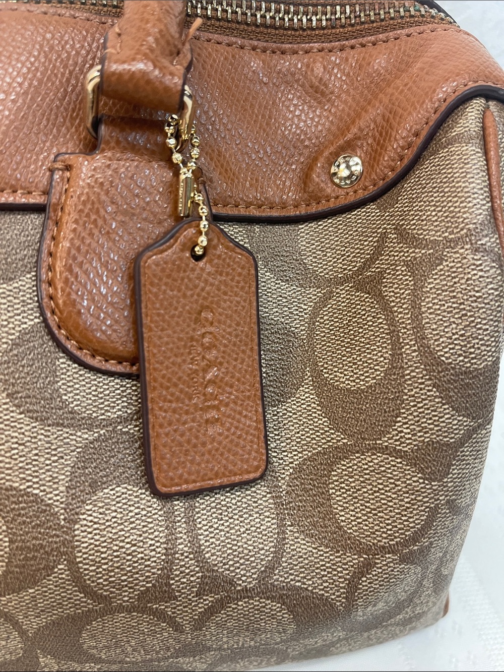 Coach Mini Bennett Satchel Signature Canvas smooth leather no strap - Picture 7 of 16